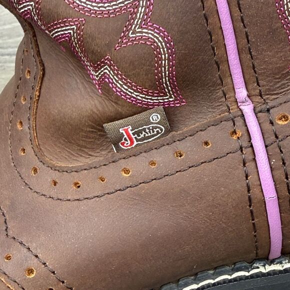 Justin Gypsy Gemma Brown Leather Women’s Sz 9B Western Round Toe Cowgirl Boots - Picture 11 of 13